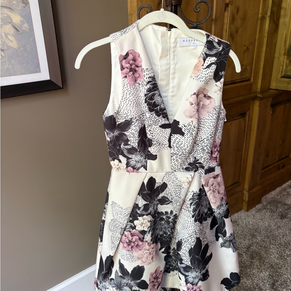 KEEPSAKE the Label Pink and Black Floral Dress